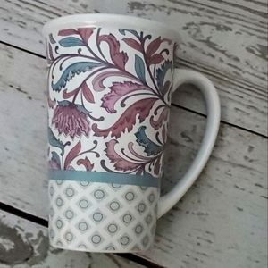 Boston Warehouse tall coffee mug leafy floral paisley design Loved
